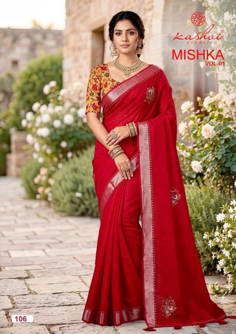 Kashvi Mishka Vol 1 Linen Silk with Diamond Work Saree
