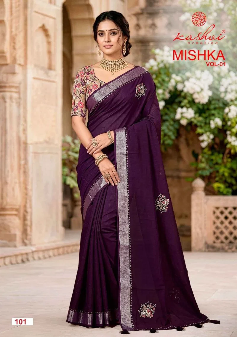 Kashvi Mishka Vol 1 Linen Silk with Diamond Work Saree