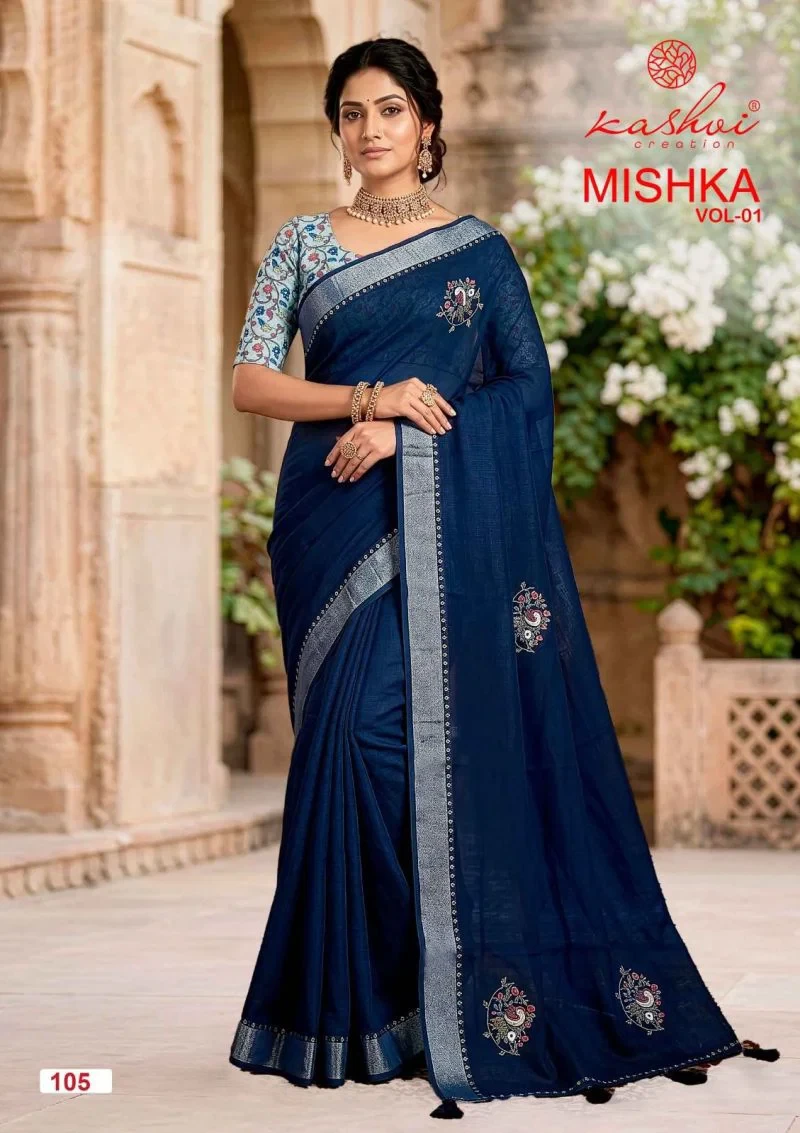 Kashvi Mishka Vol 1 Linen Silk with Diamond Work Saree