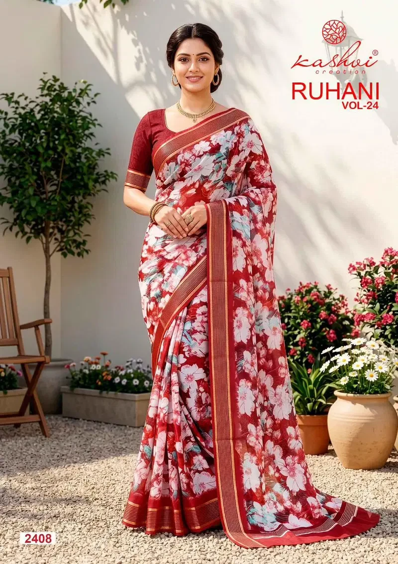 Kashvi Ruhani Vol 24 Dull Moss Zari Patta Saree Collection