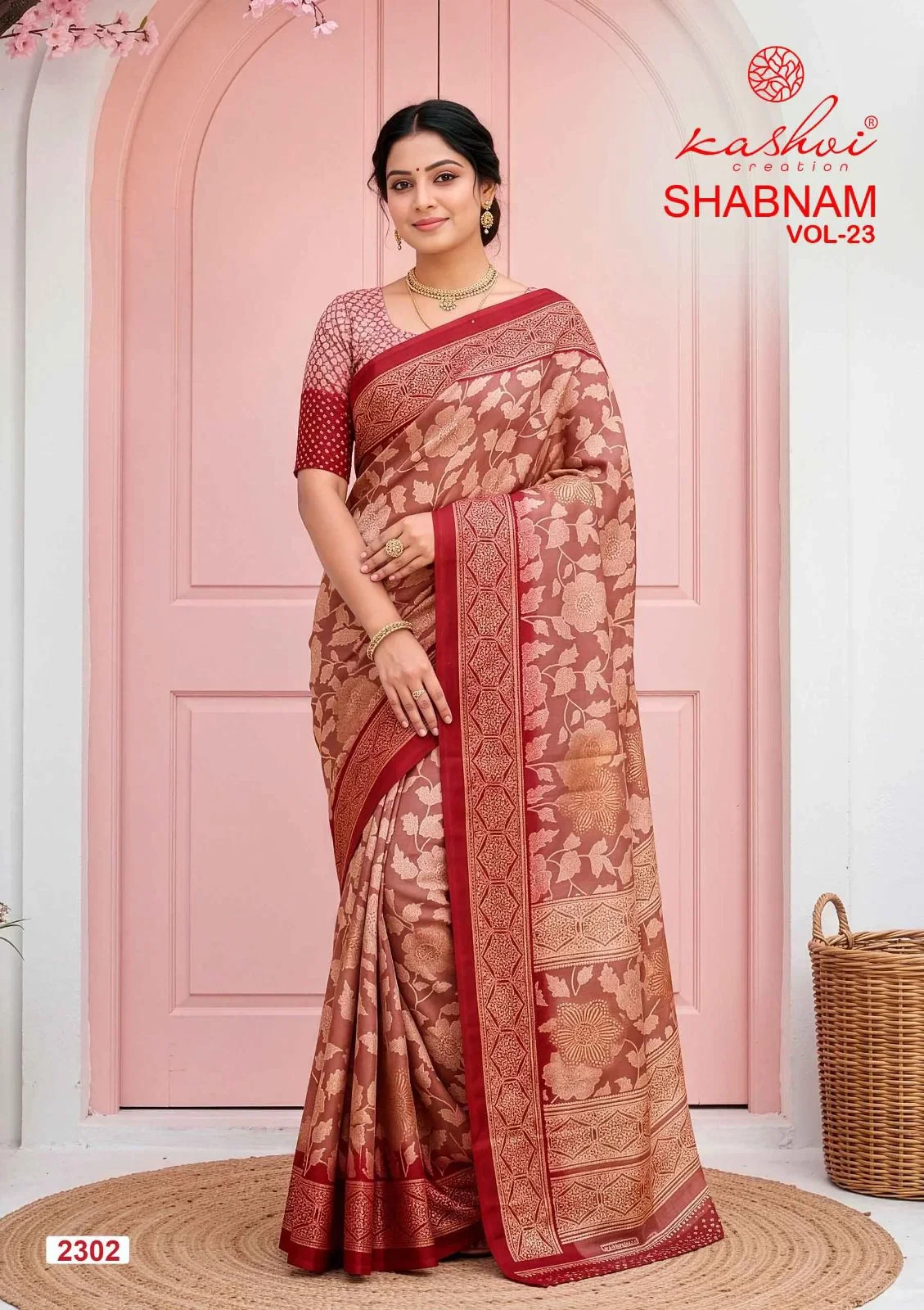 Kashvi Shabnam Vol 23 Dull Moss Foil Printed Saree Collection