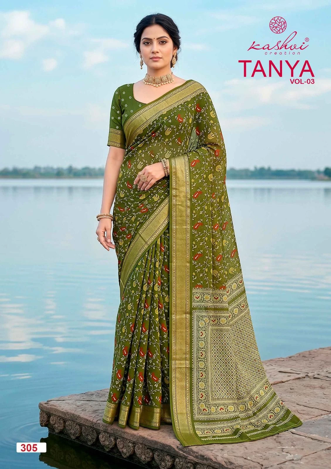 Kashvi Tanya Vol 3 Dull Moss Saree Collection