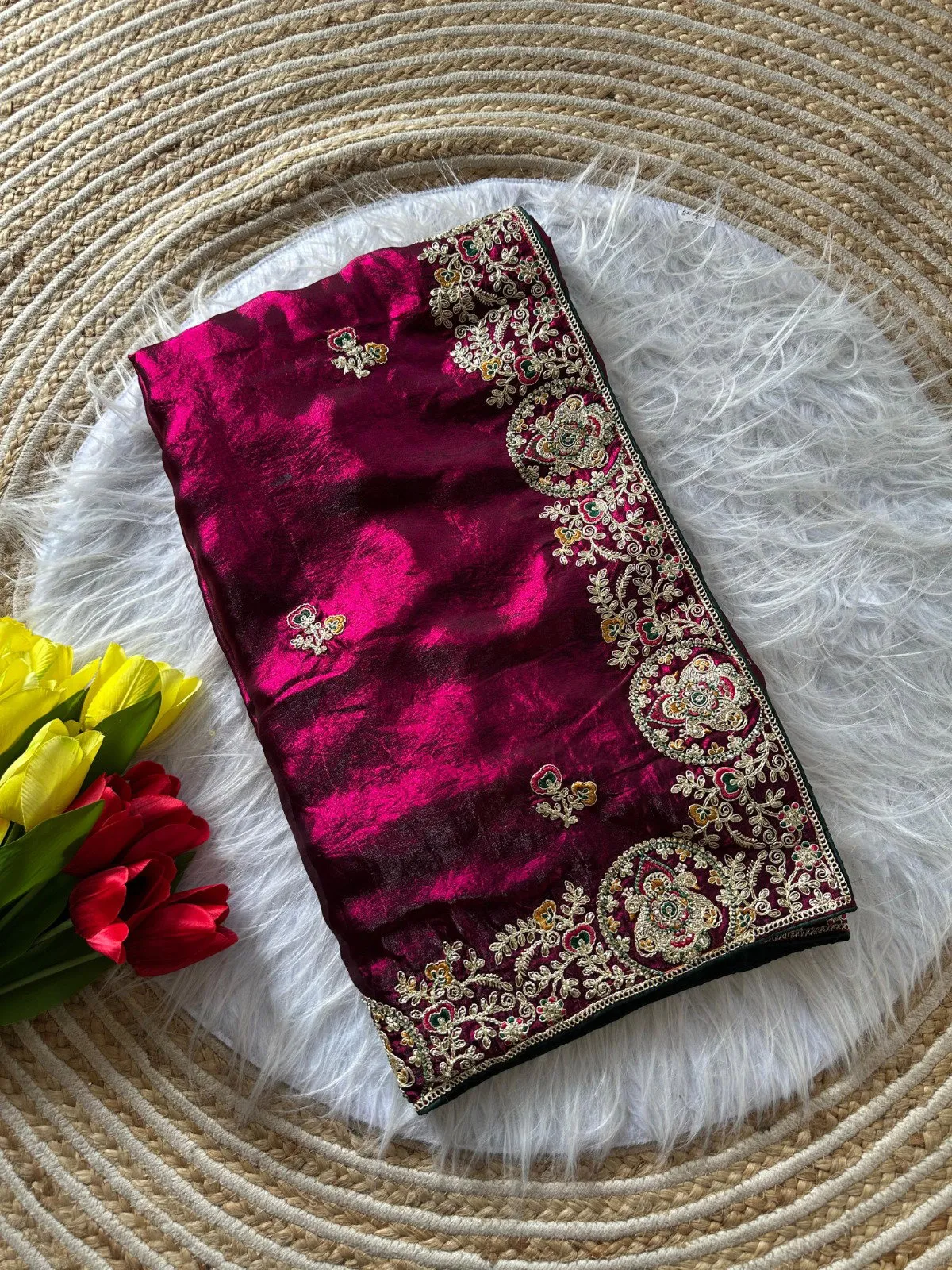 Kc 416 Space Silk Embroidery Coding Work Designer Saree Collection