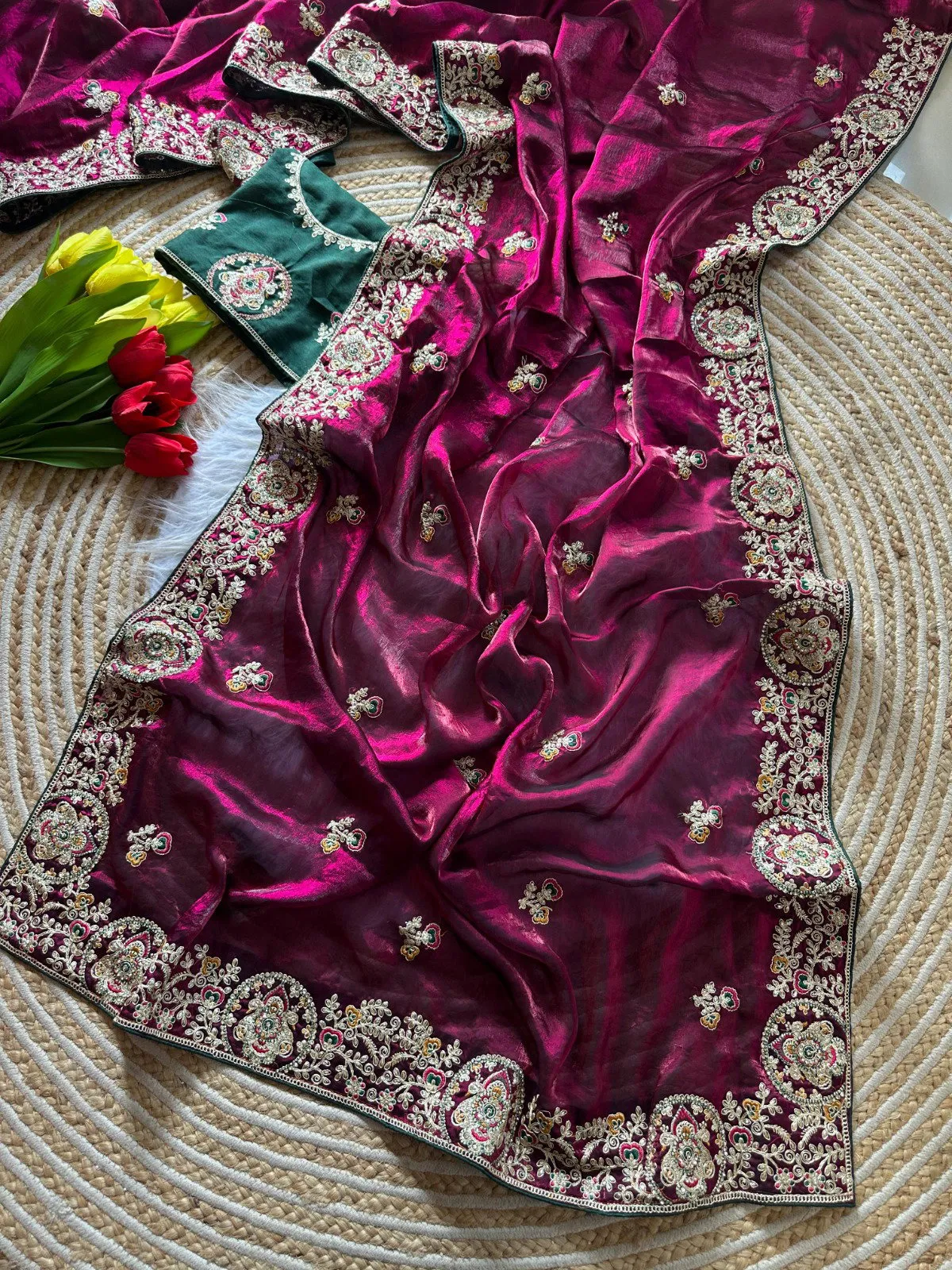 Kc 416 Space Silk Embroidery Coding Work Designer Saree Collection