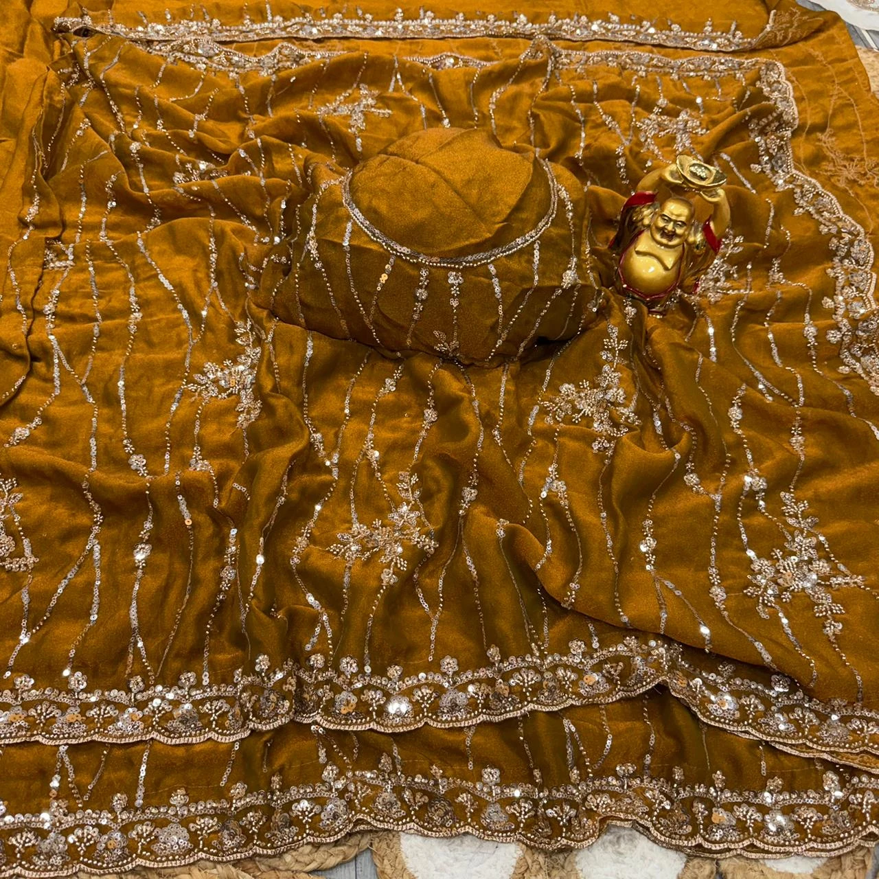 Kc 942 Nc Moss Silk Handworked Saree Collection