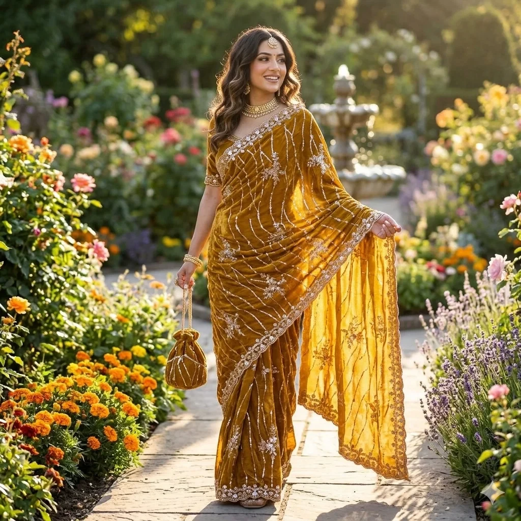 Kc 942 Nc Moss Silk Handworked Saree Collection