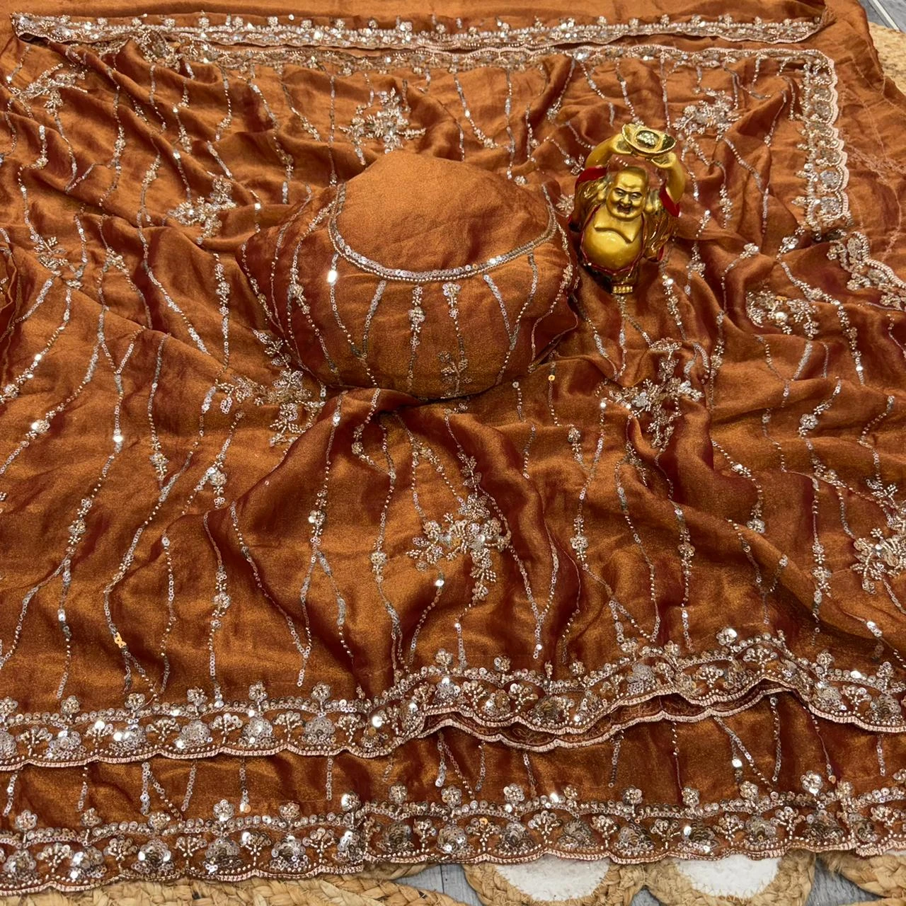 Kc 942 Nc Moss Silk Handworked Saree Collection