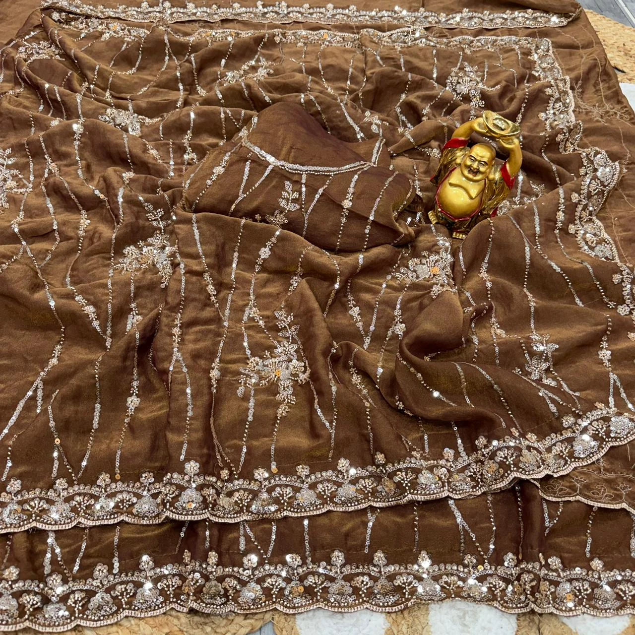Kc 942 Nc Moss Silk Handworked Saree Collection