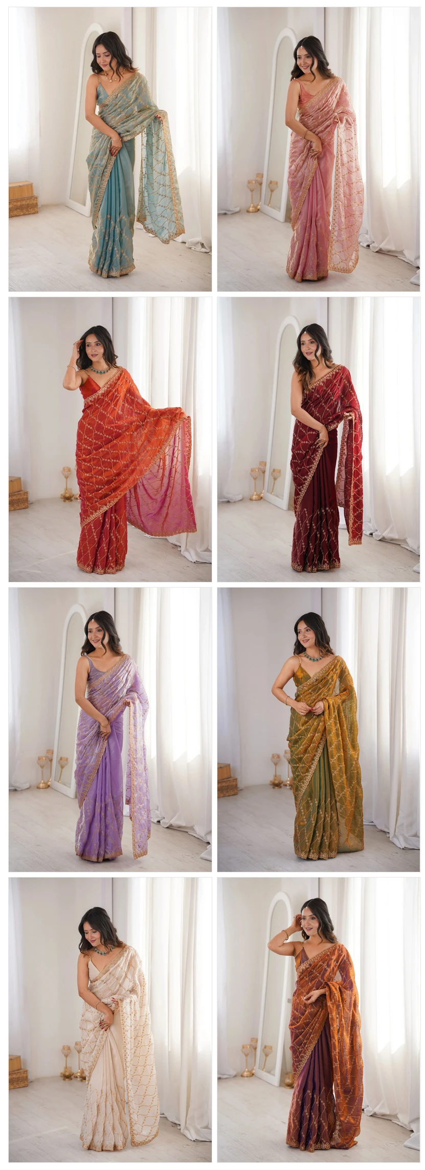 Kc 945 Fandy Satin Seuqence Embroidered Saree Collection