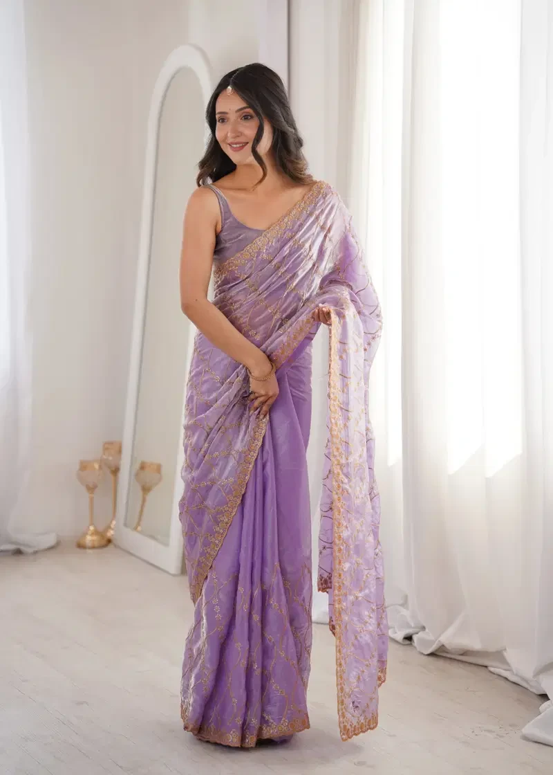 Kc 945 Fandy Satin Seuqence Embroidered Saree Collection