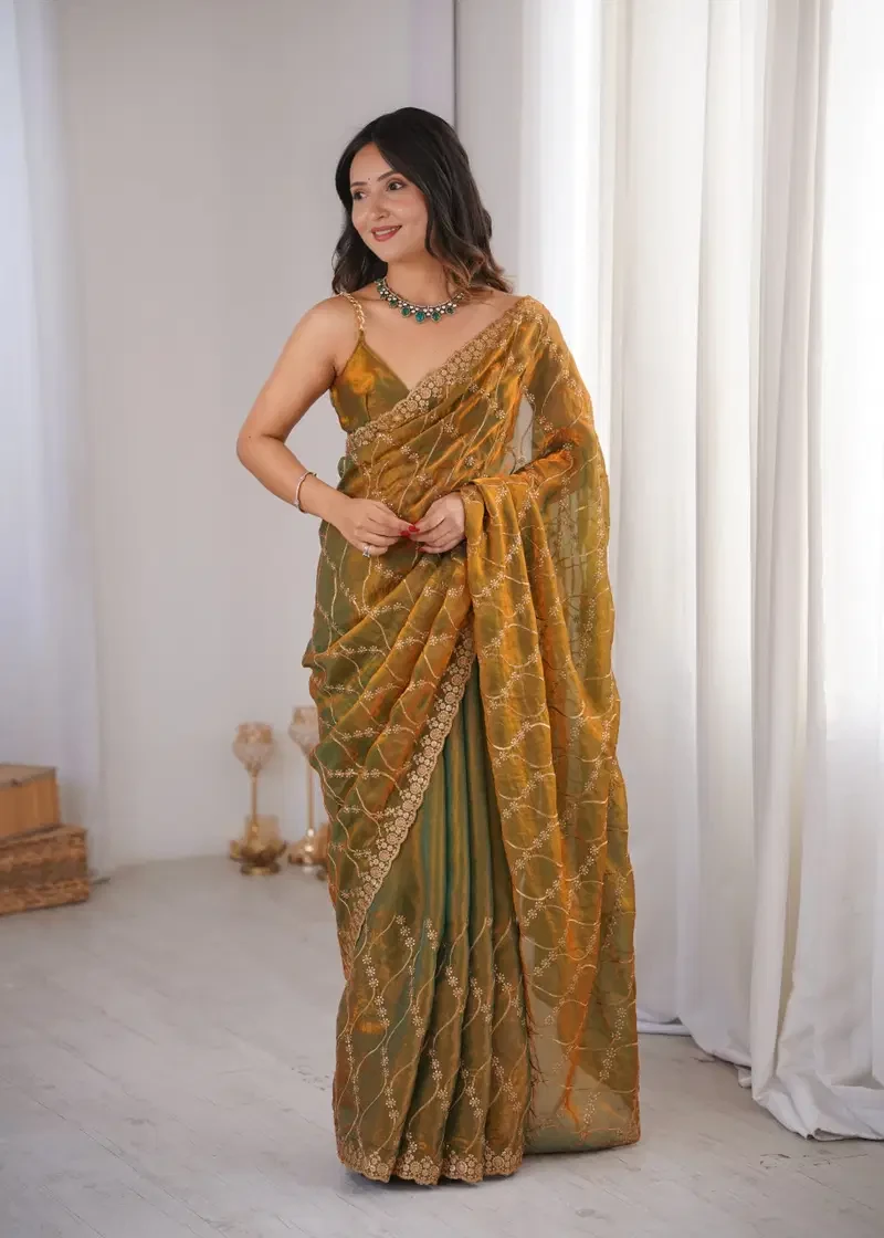 Kc 945 Fandy Satin Seuqence Embroidered Saree Collection