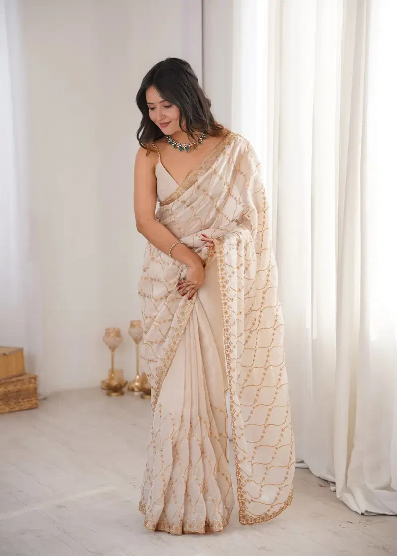 Kc 945 Fandy Satin Seuqence Embroidered Saree Collection