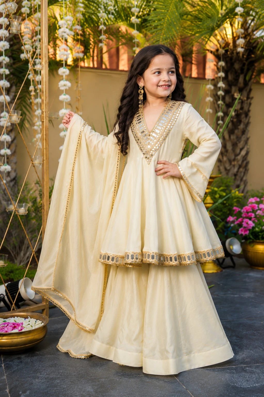 Kids Anarkali Top Palazzo with Dupatta Suit