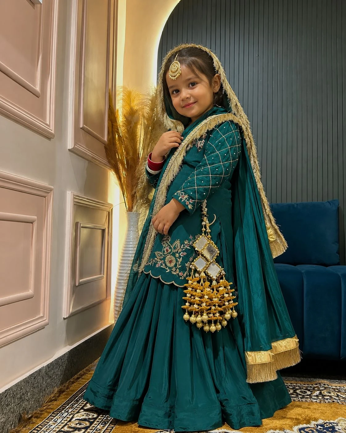 Kids Mom-Daughter Combo Natural Crep Silk Lehenga Set Code 529