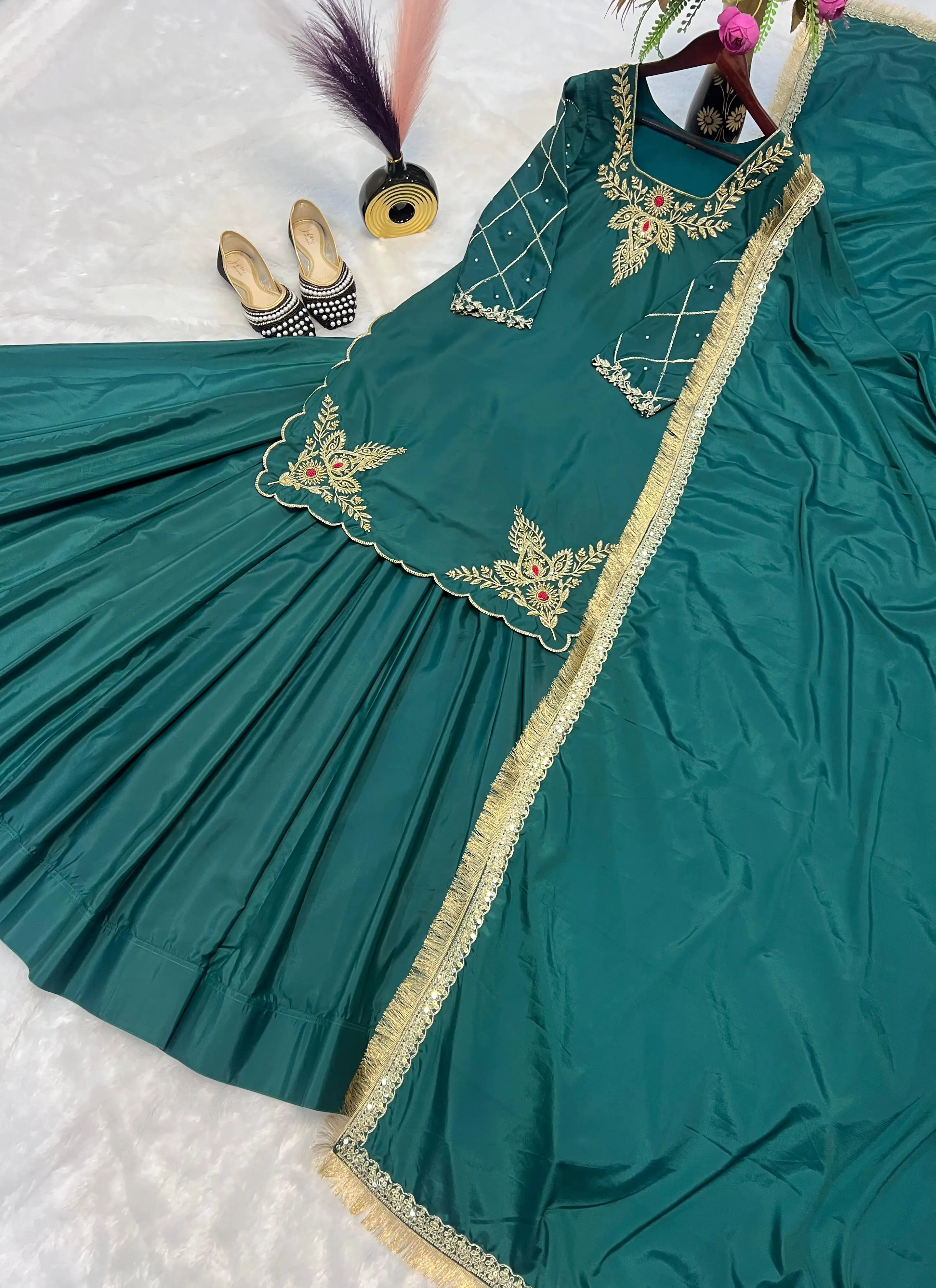 Kids Mom-Daughter Combo Natural Crep Silk Lehenga Set Code 529