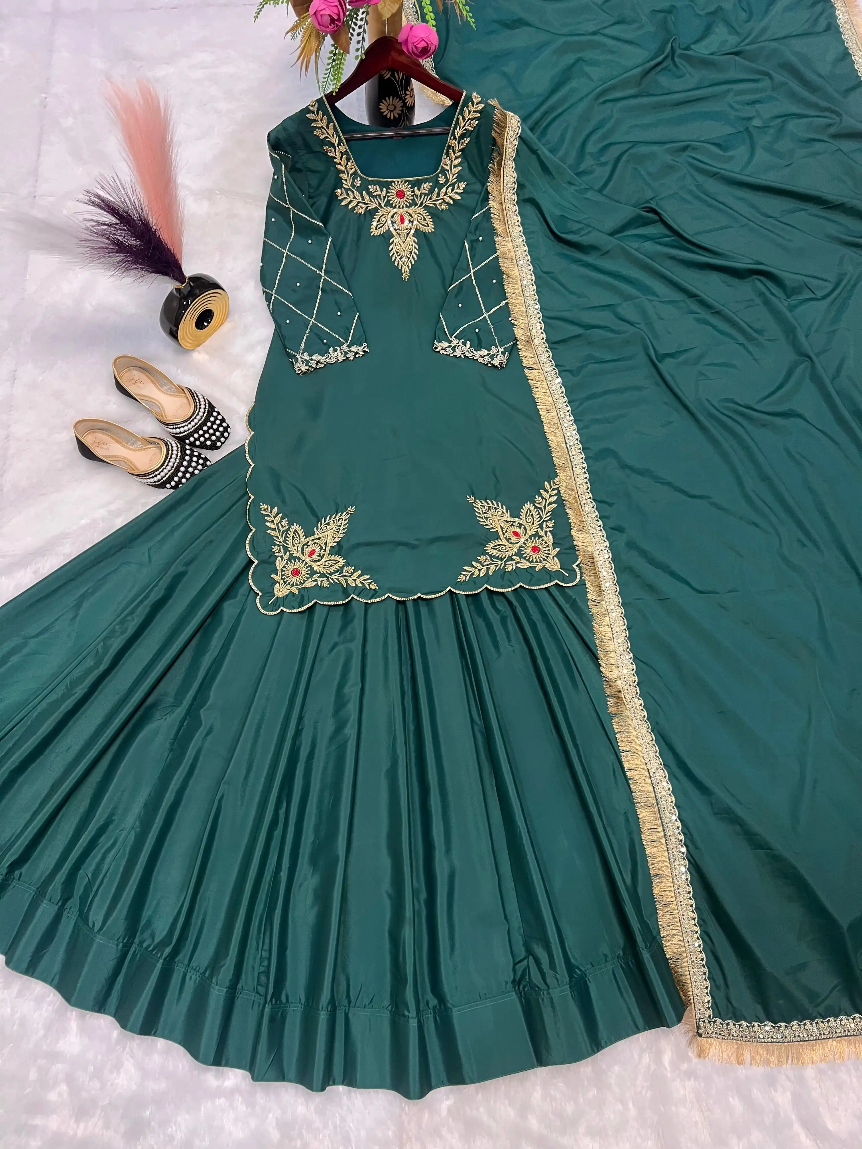 Kids Mom-Daughter Combo Natural Crep Silk Lehenga Set Code 529