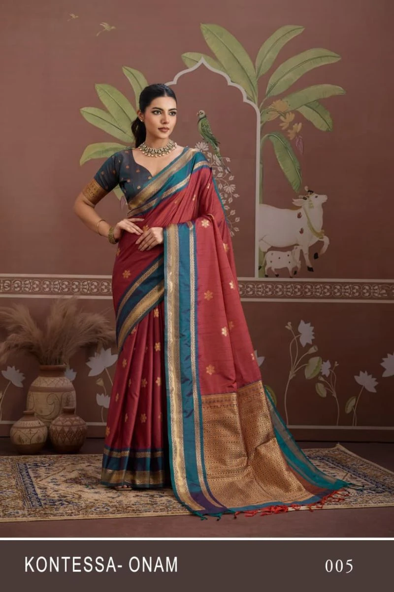 Kontessa Onam Silk Handloom Weaving Saree Collection