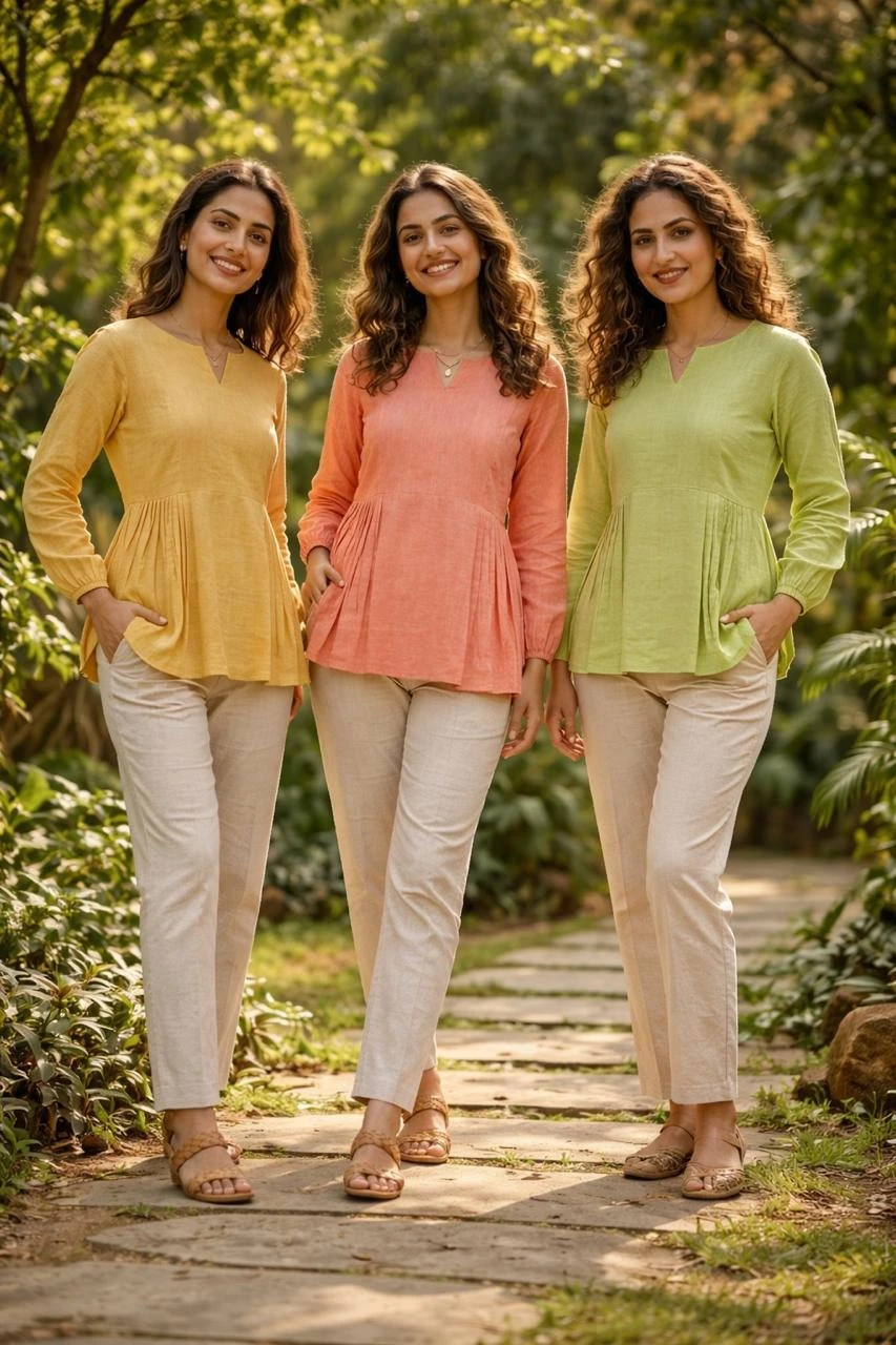 Linen Cotton Top Pant Set Code 9334