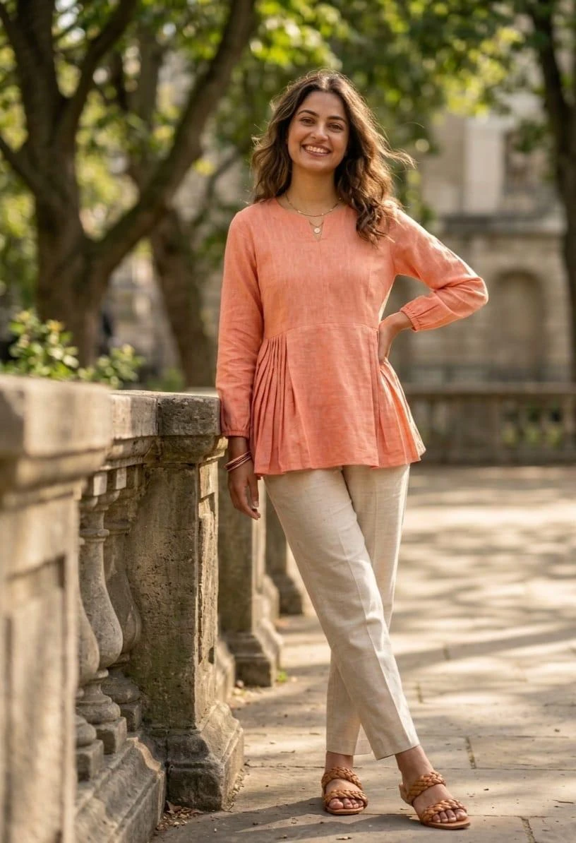 Linen Cotton Top Pant Set Code 9334