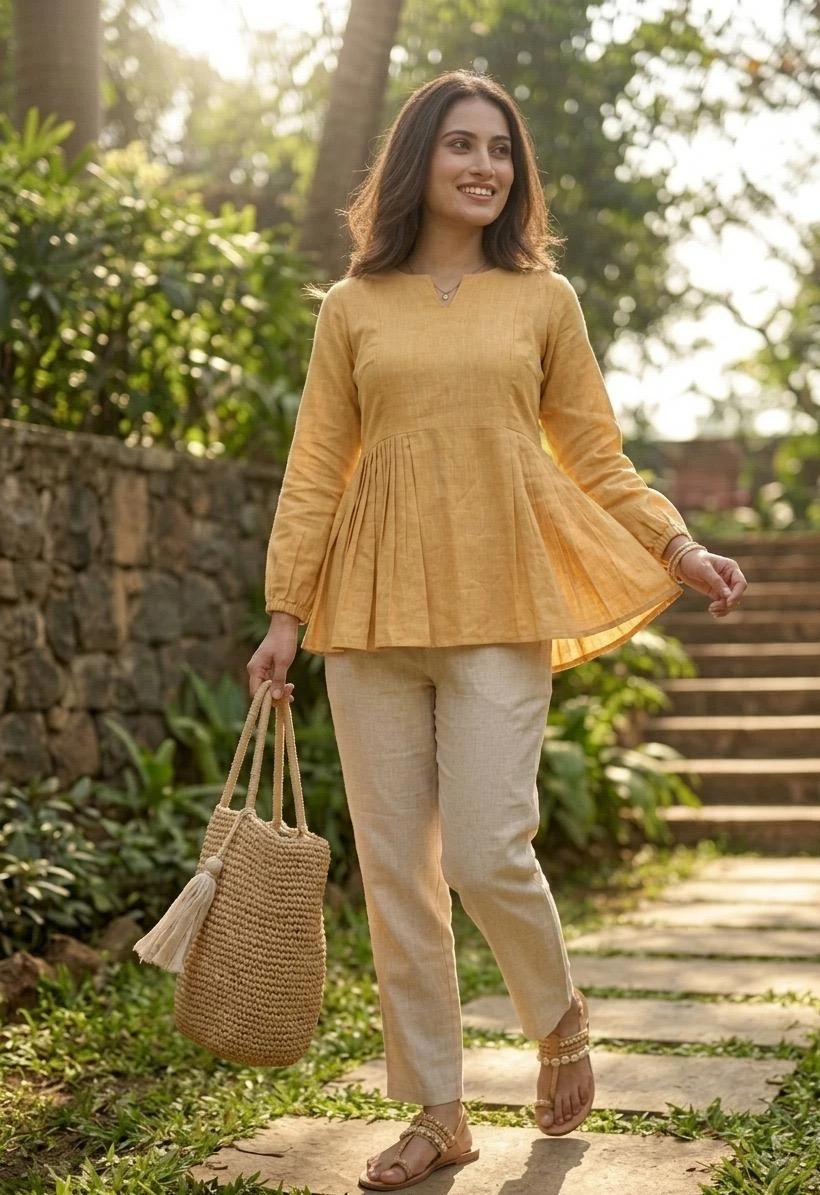 Linen Cotton Top Pant Set Code 9334