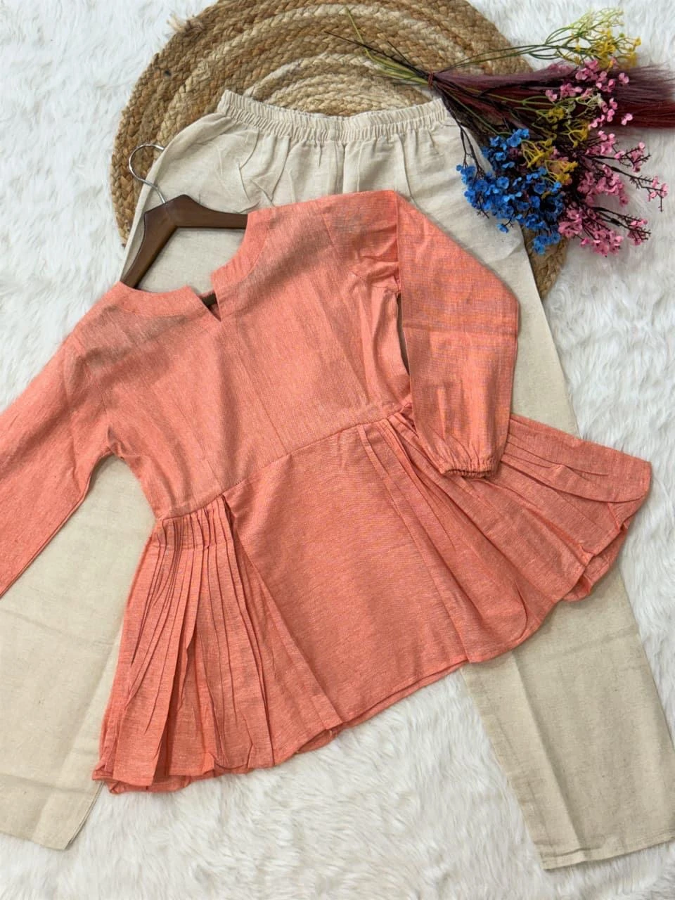 Linen Cotton Top Pant Set Code 9334