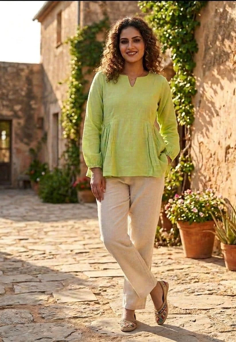 Linen Cotton Top Pant Set Code 9334