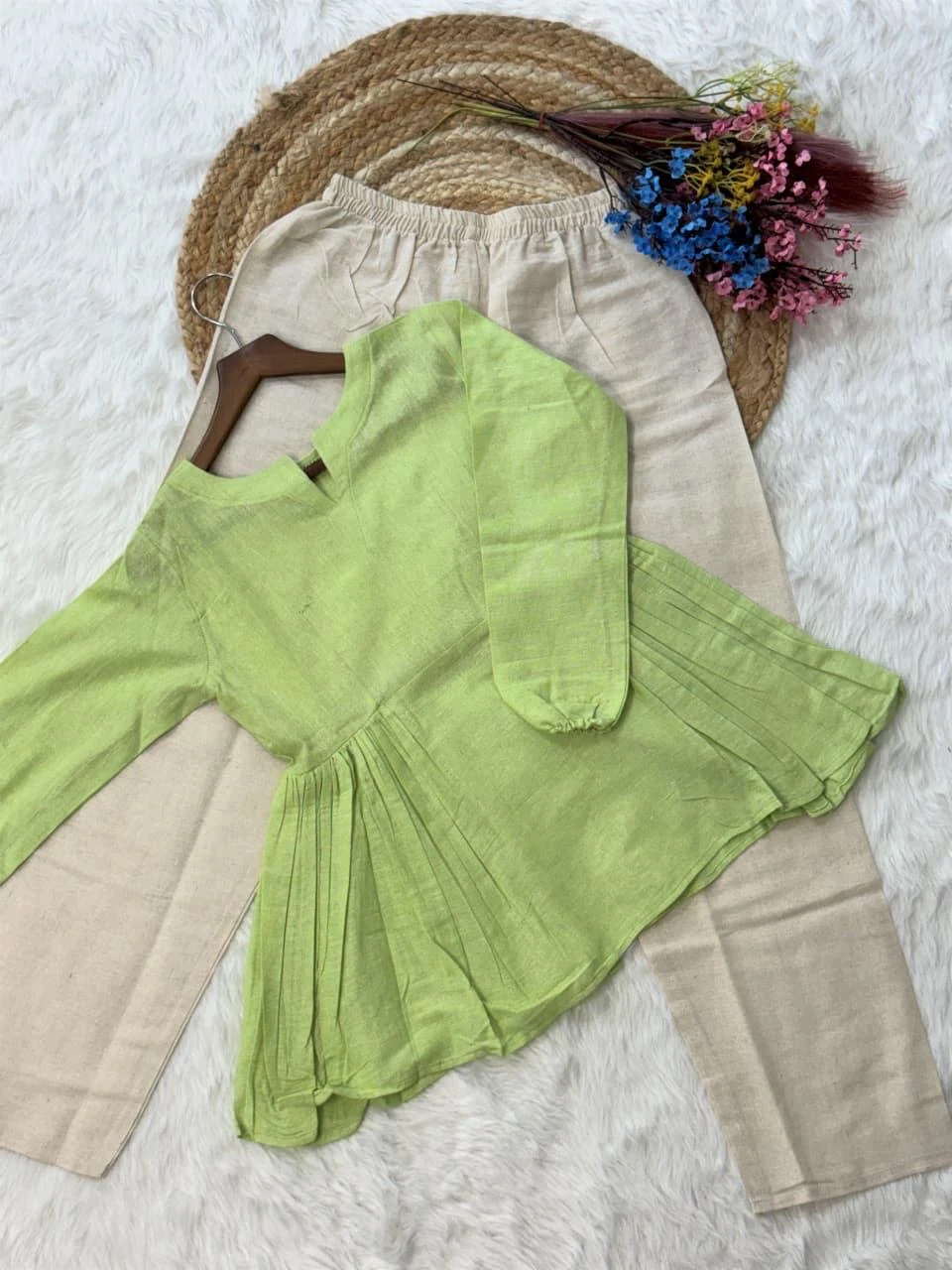 Linen Cotton Top Pant Set Code 9334