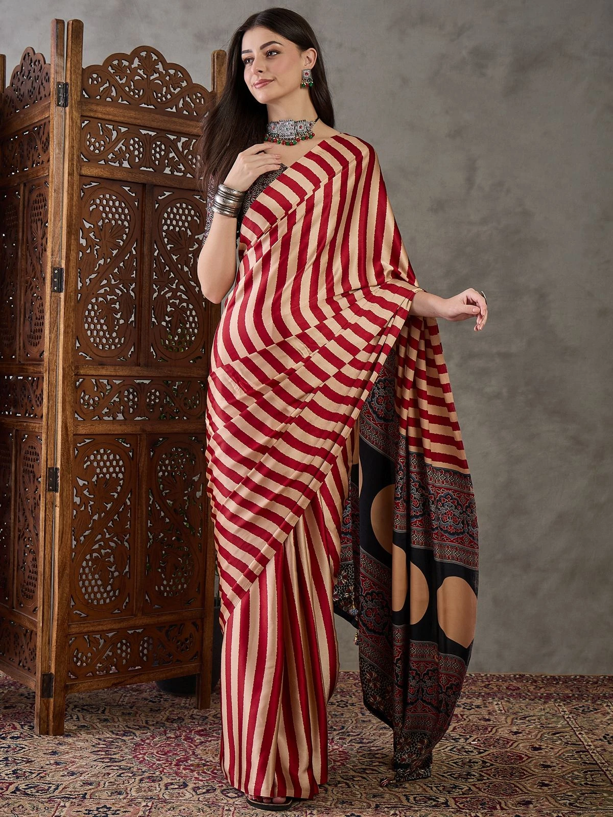 Lux Vol 41 Semi Modal Ajrakh Printed Saree Collection