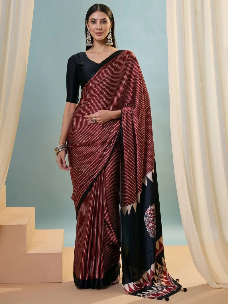 Lux Vol 42 Semi Modal Ajarkh Printed Saree Collection