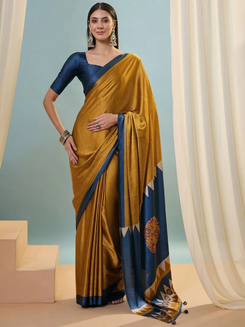 Lux Vol 42 Semi Modal Ajarkh Printed Saree Collection