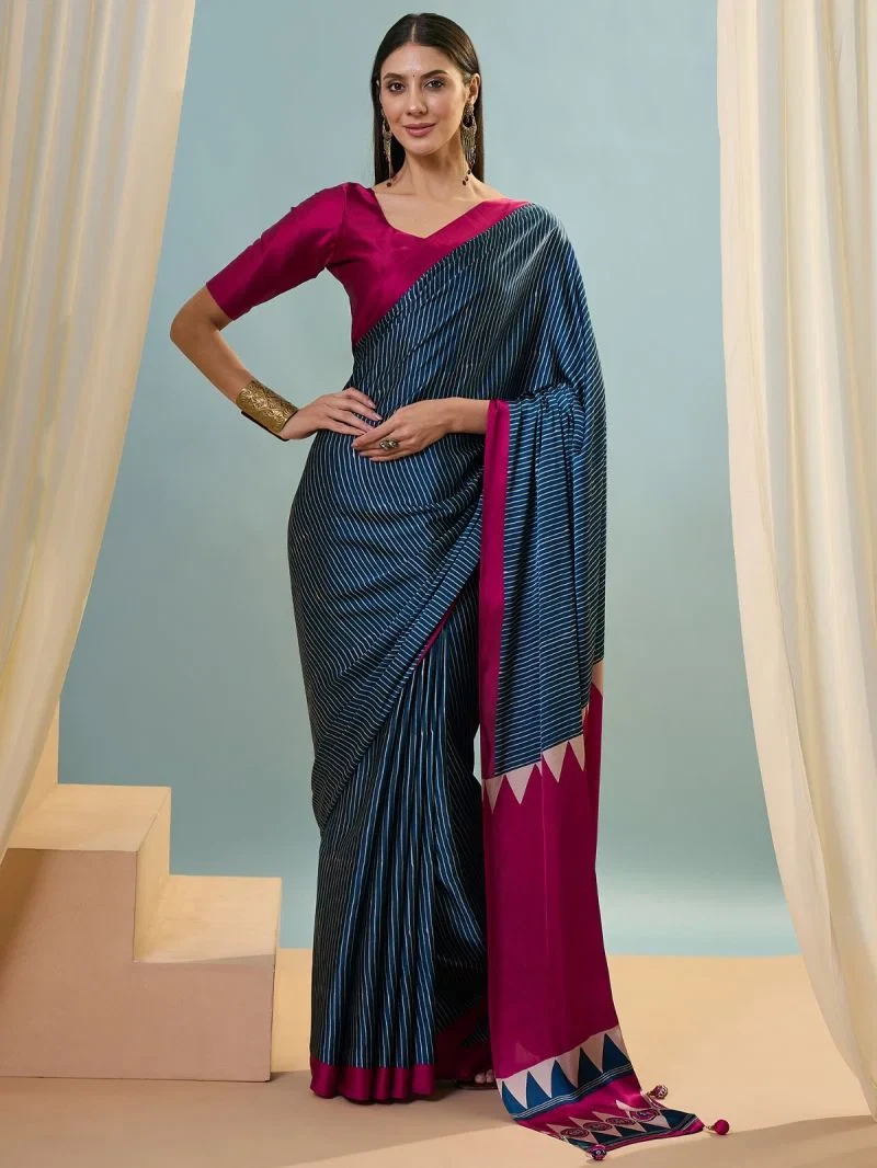 Lux Vol 42 Semi Modal Ajarkh Printed Saree Collection