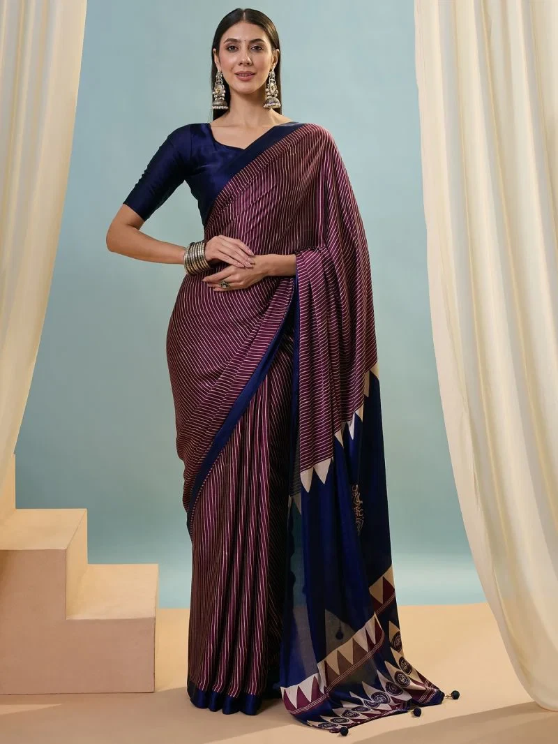 Lux Vol 42 Semi Modal Ajarkh Printed Saree Collection