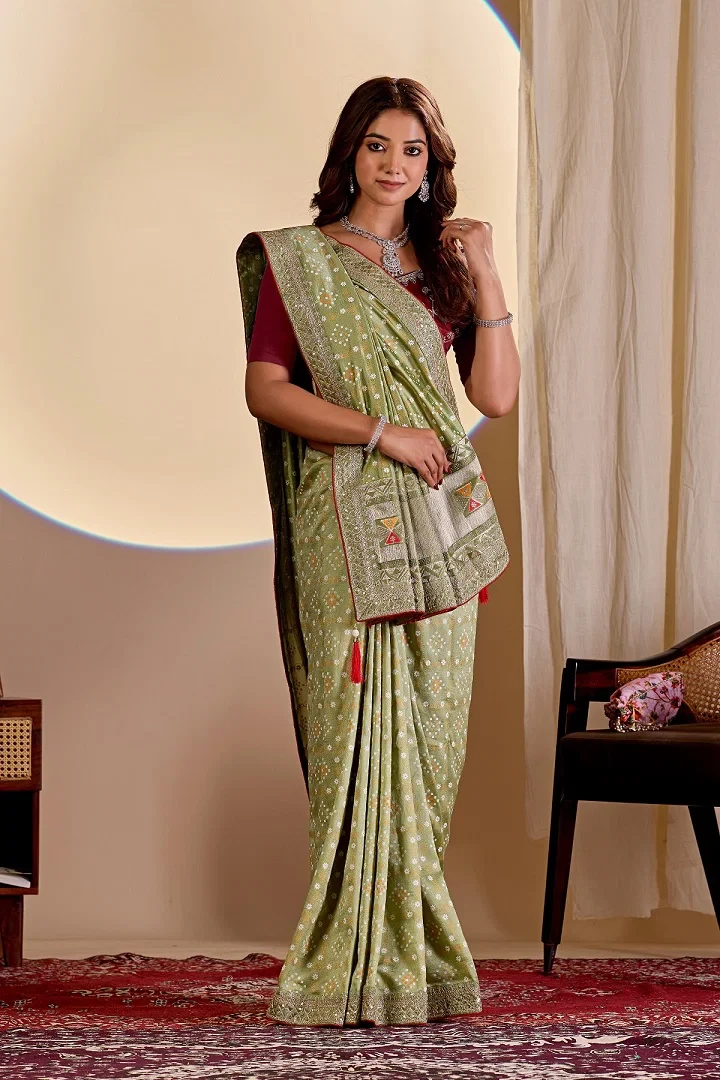 Maahi 228 Vichitra Silk Embroidery Sequance Worked Saree Collection