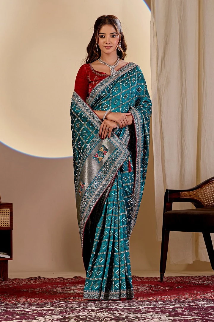 Maahi 228 Vichitra Silk Embroidery Sequance Worked Saree Collection