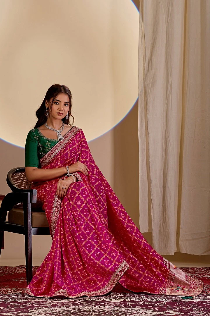 Maahi 228 Vichitra Silk Embroidery Sequance Worked Saree Collection