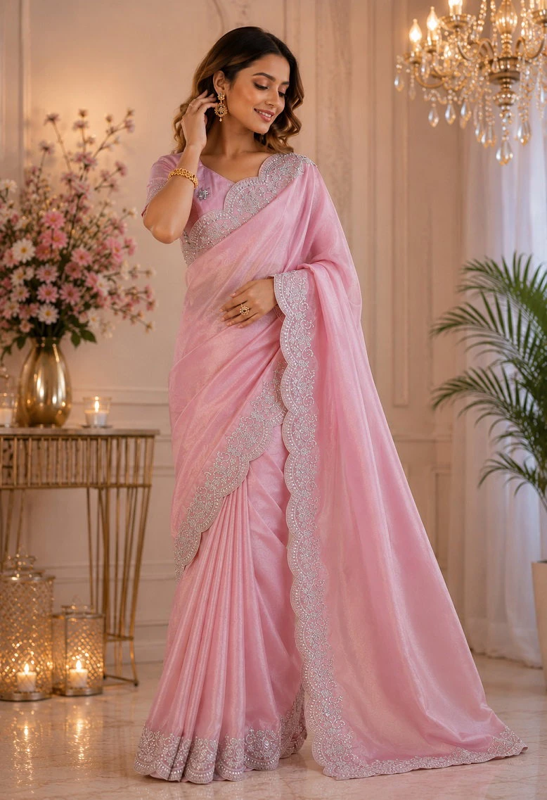 Meera 342 Shimmer Chiffon Embroidered Party Wear Saree Collection
