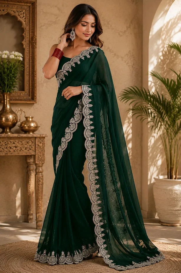 Meera 343 Shimmer Chiffon Party Wear Saree Collection