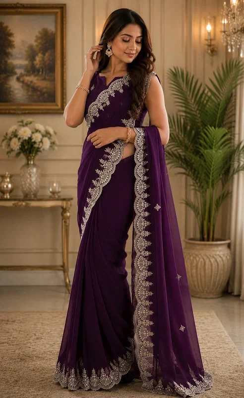 Meera 343 Shimmer Chiffon Party Wear Saree Collection