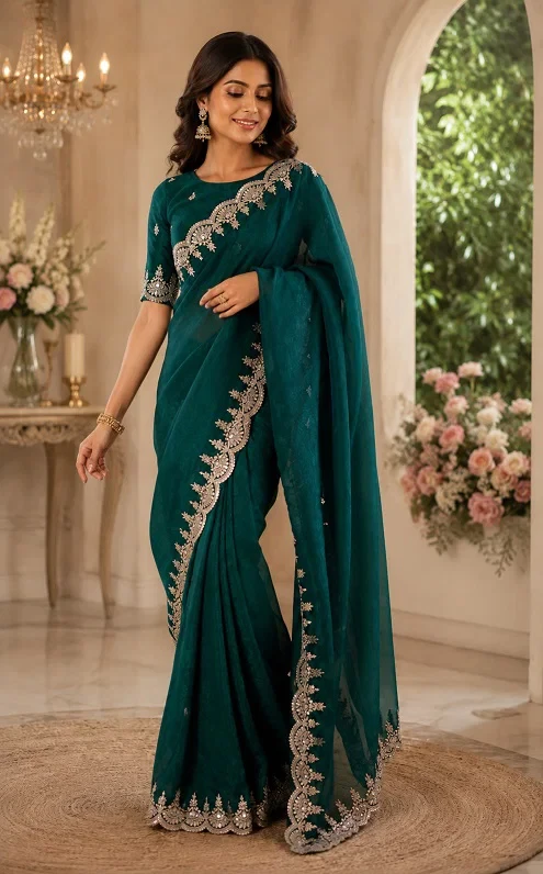 Meera 343 Shimmer Chiffon Party Wear Saree Collection