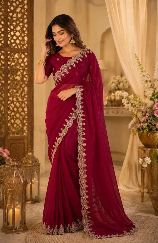 Meera 343 Shimmer Chiffon Party Wear Saree Collection