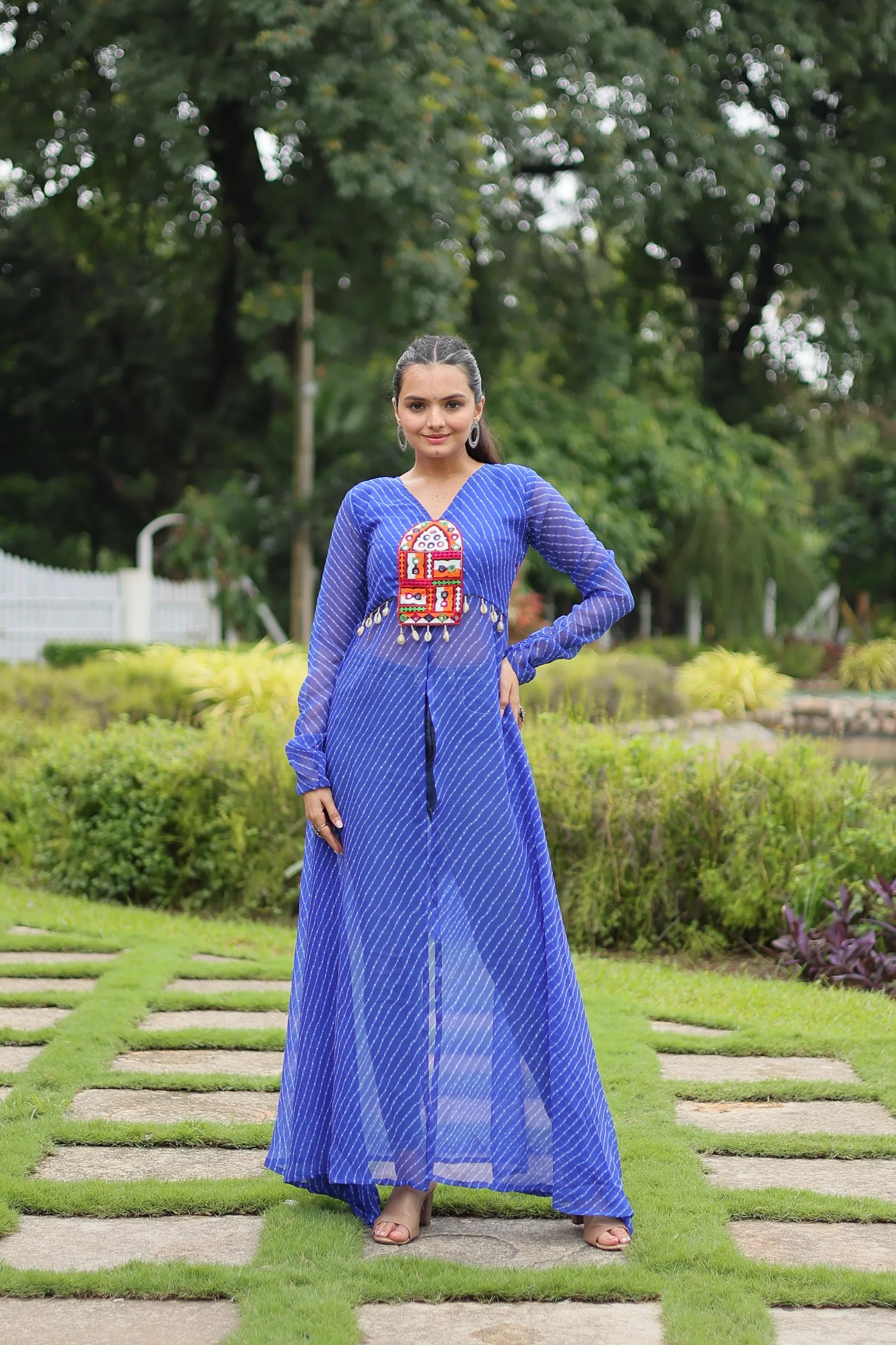 Navratri 2026 Leheriya Print Kutchi Patchwork Kurti