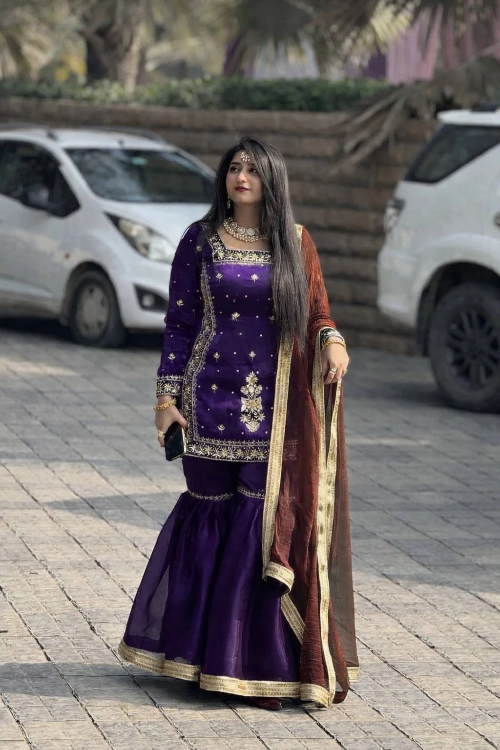 One Level Up Designer Party Top Palazzo & Dupatta Set