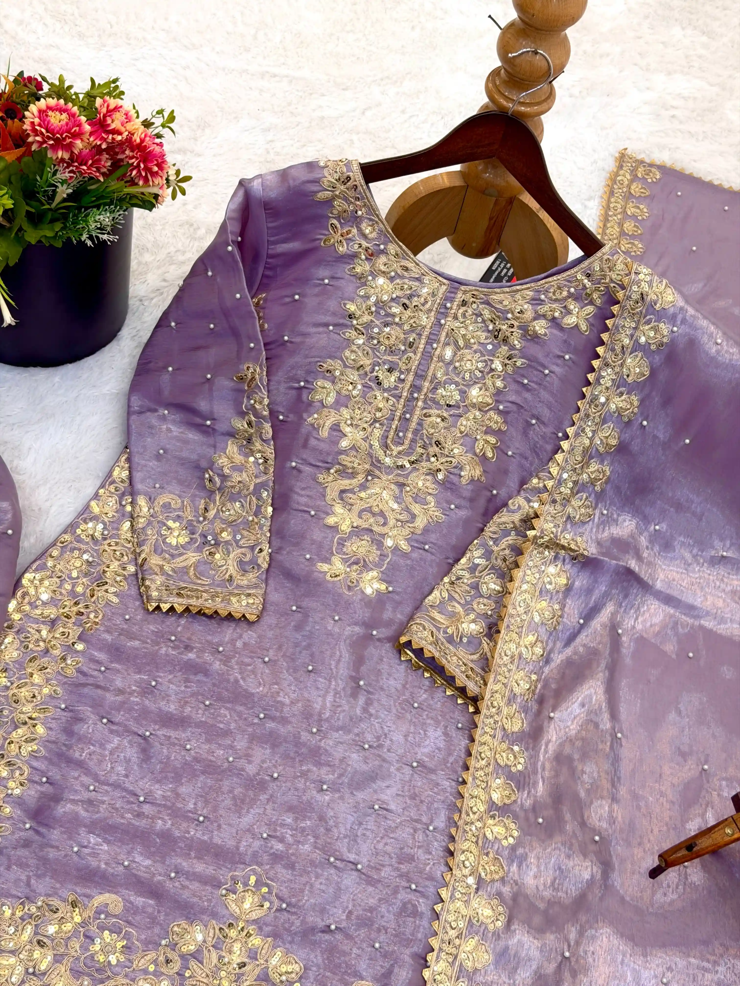 One Level Up GMY Silk Embroidered Suit Set