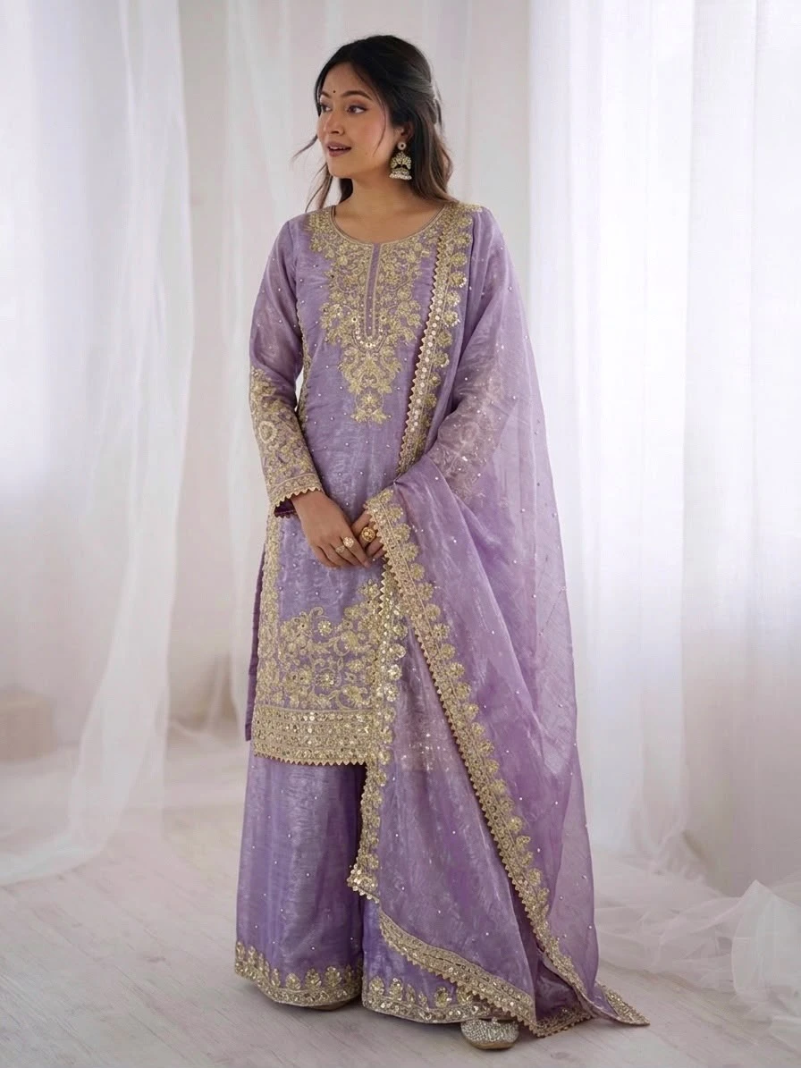 One Level Up GMY Silk Embroidered Suit Set