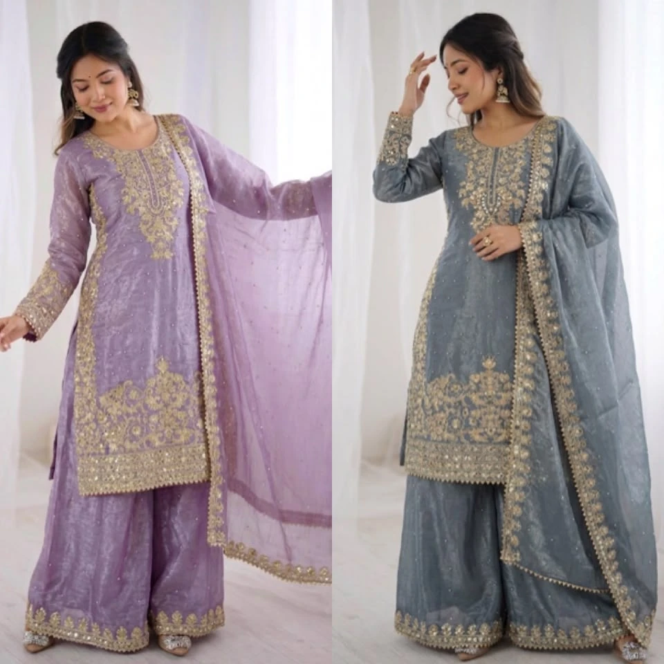 One Level Up GMY Silk Embroidered Suit Set