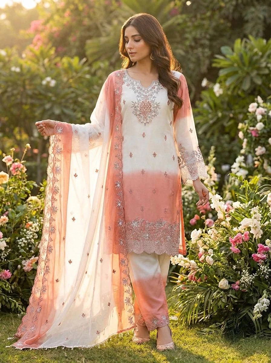 Pakistani Ready To Wear GMY Silk Embroidered Suit Set