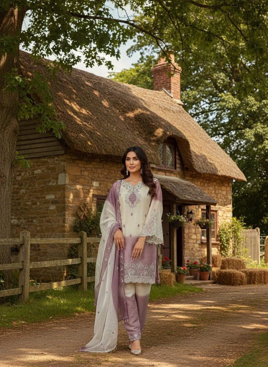 Pakistani Ready To Wear GMY Silk Embroidered Suit Set