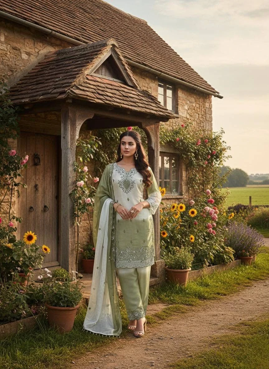 Pakistani Ready To Wear GMY Silk Embroidered Suit Set