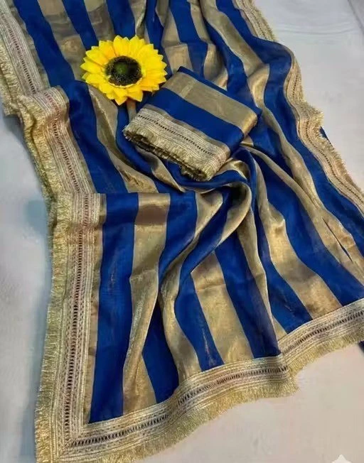 Plaine Stripe Fendy Satin Silk Saree Collection
