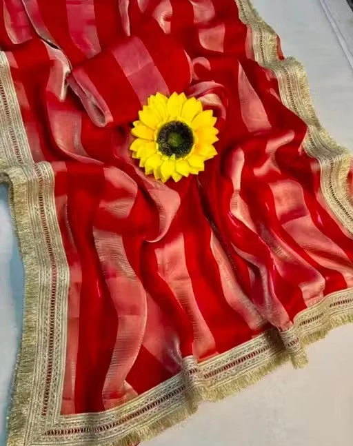 Plaine Stripe Fendy Satin Silk Saree Collection